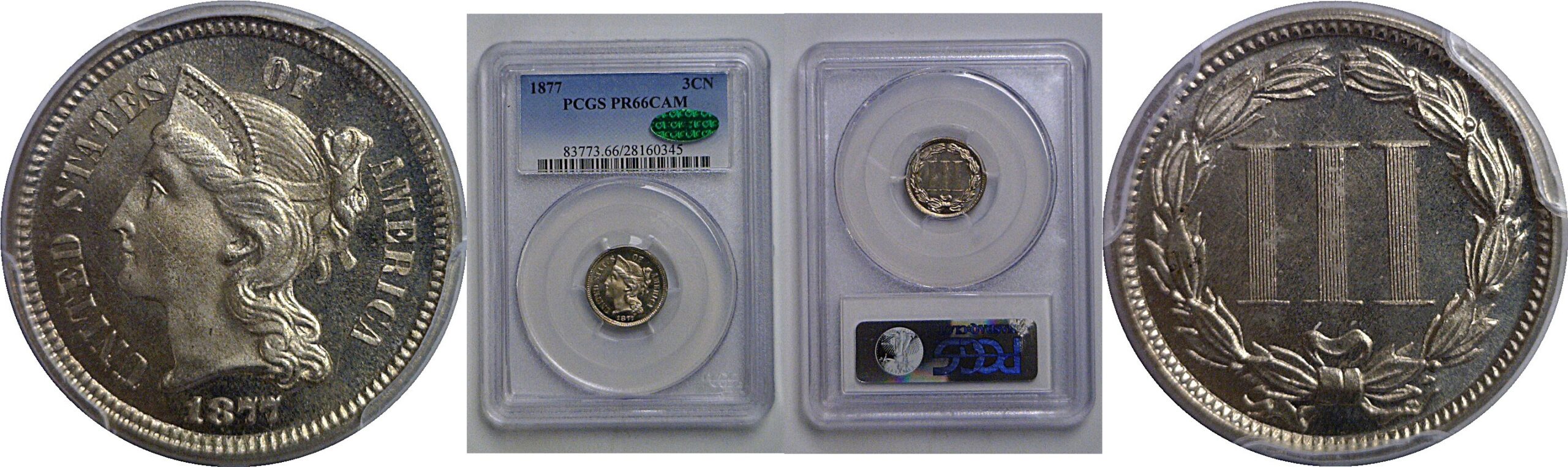 1877 Nickel Three Cent   PCGS PR-66 CAM  CAC
