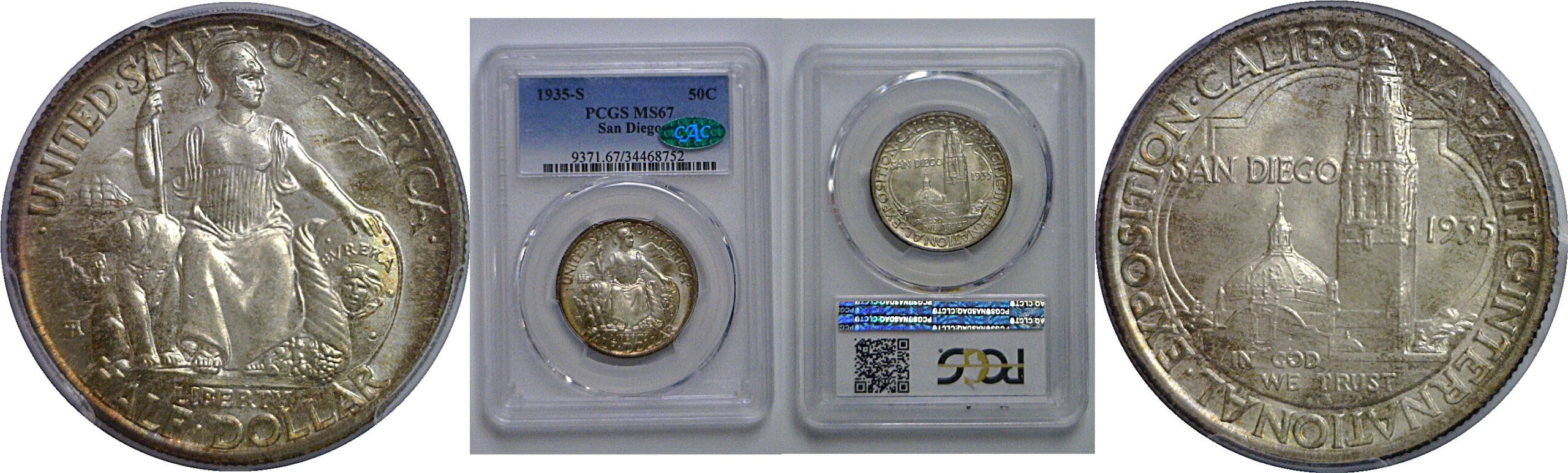 1935-S San Diego Commemorative Half Dollar    PCGS MS-67  CAC