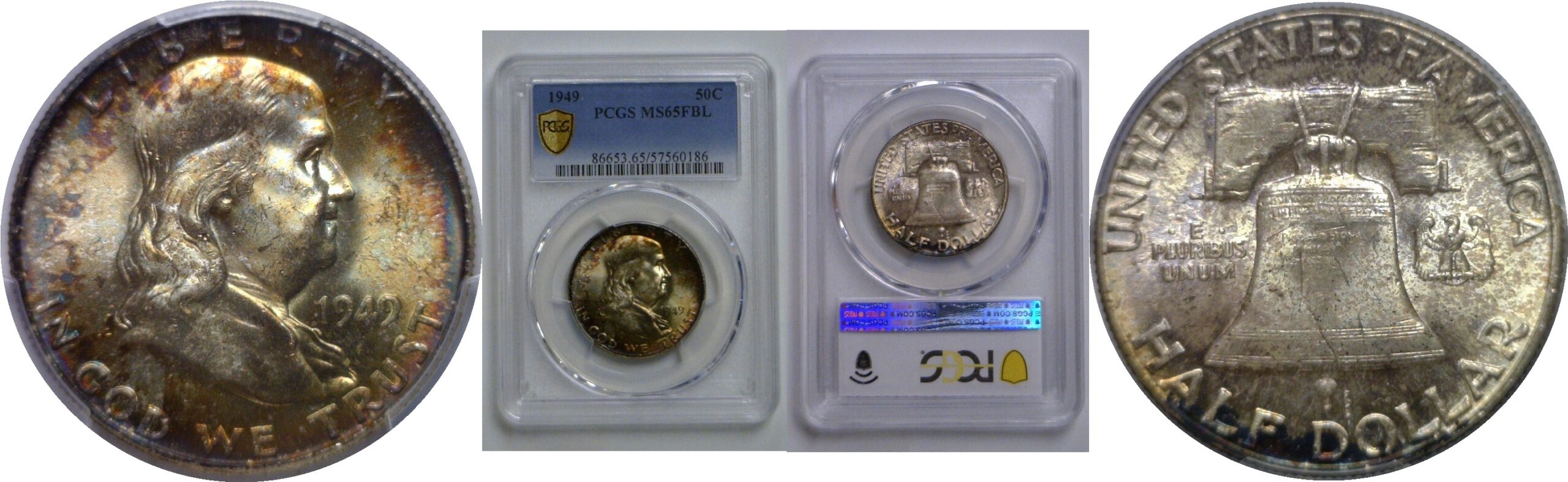 1949 Franklin Half Dollar   PCGS MS-65 FBL