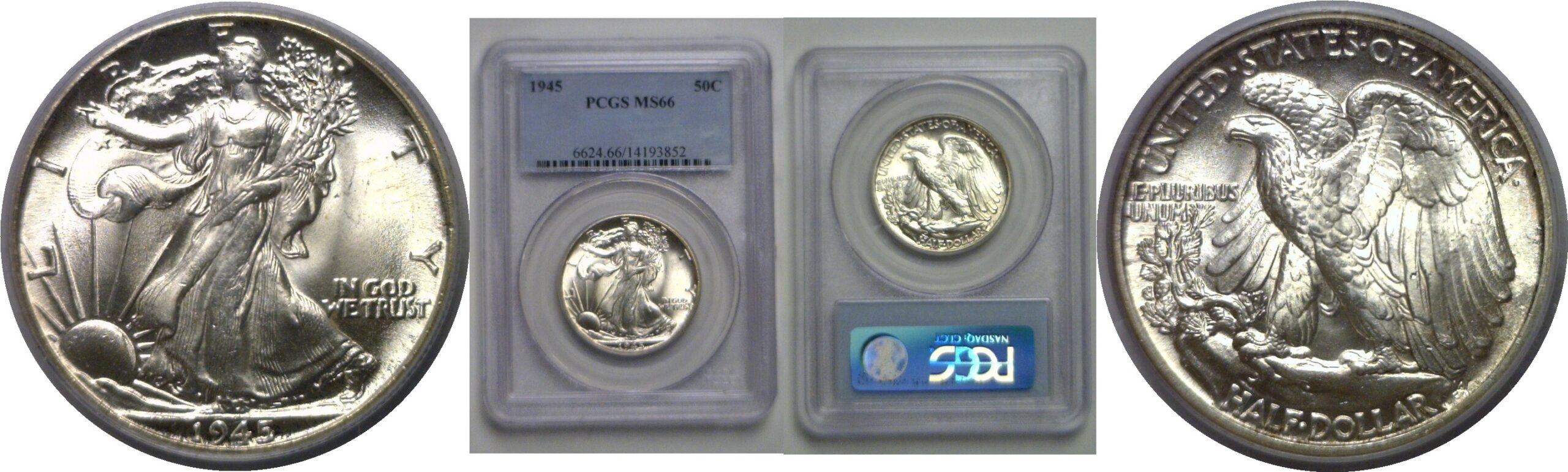 1945 Walking Liberty Half Dollar   PCGS MS-66