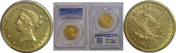 1880-CC $10 Liberty    PCGS AU-55