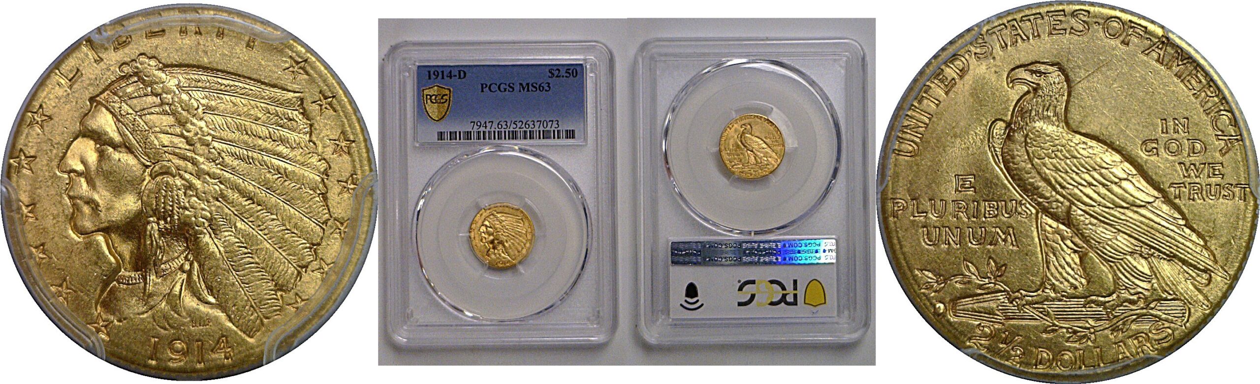 1914-D $2 1/2 Indian   PCGS MS-63