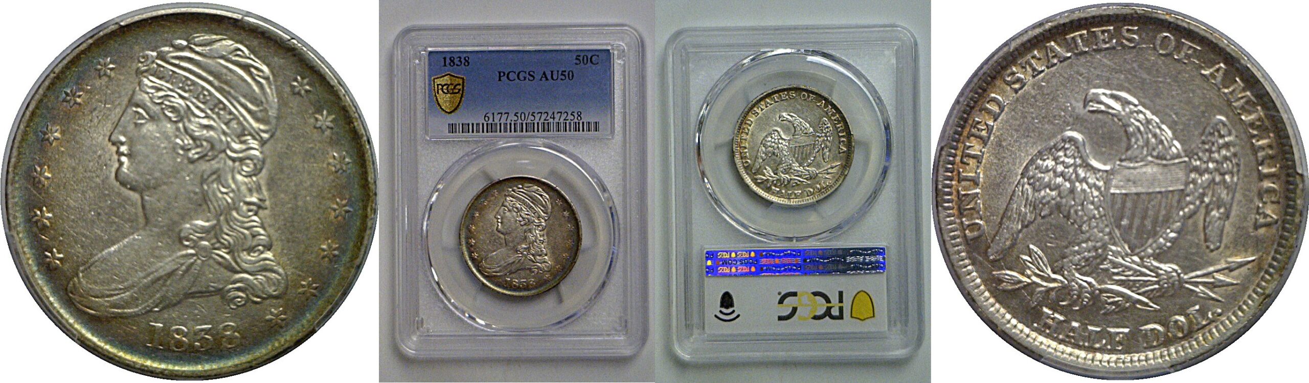 1838 Bust Half Dollar   PCGS AU-50