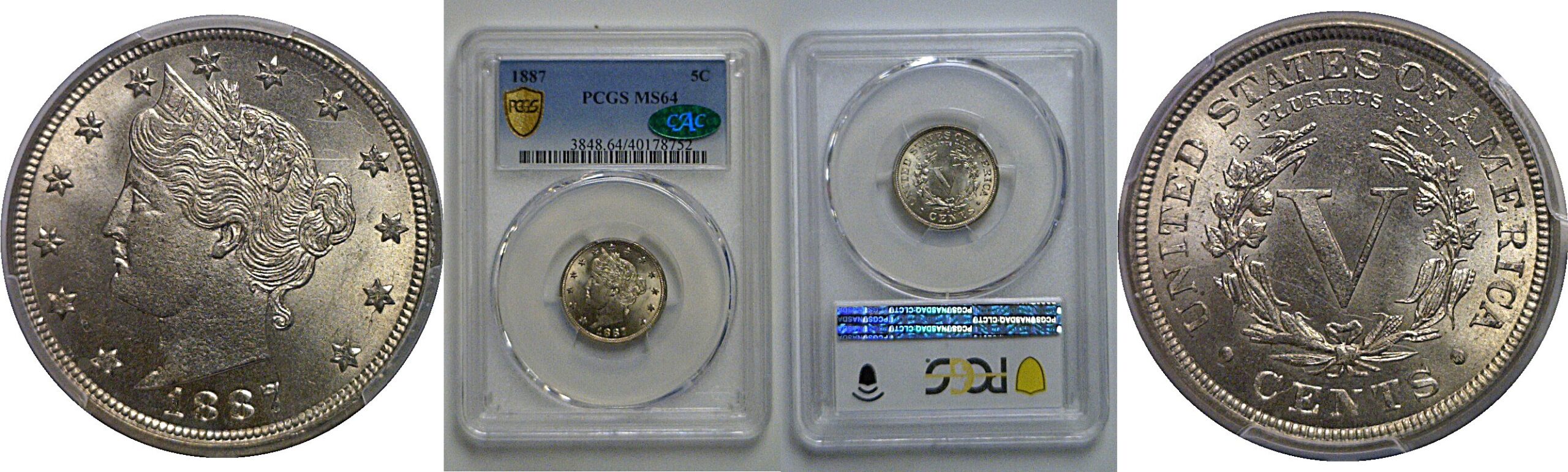 1887 Liberty Nickel   PCGS MS-64  CAC