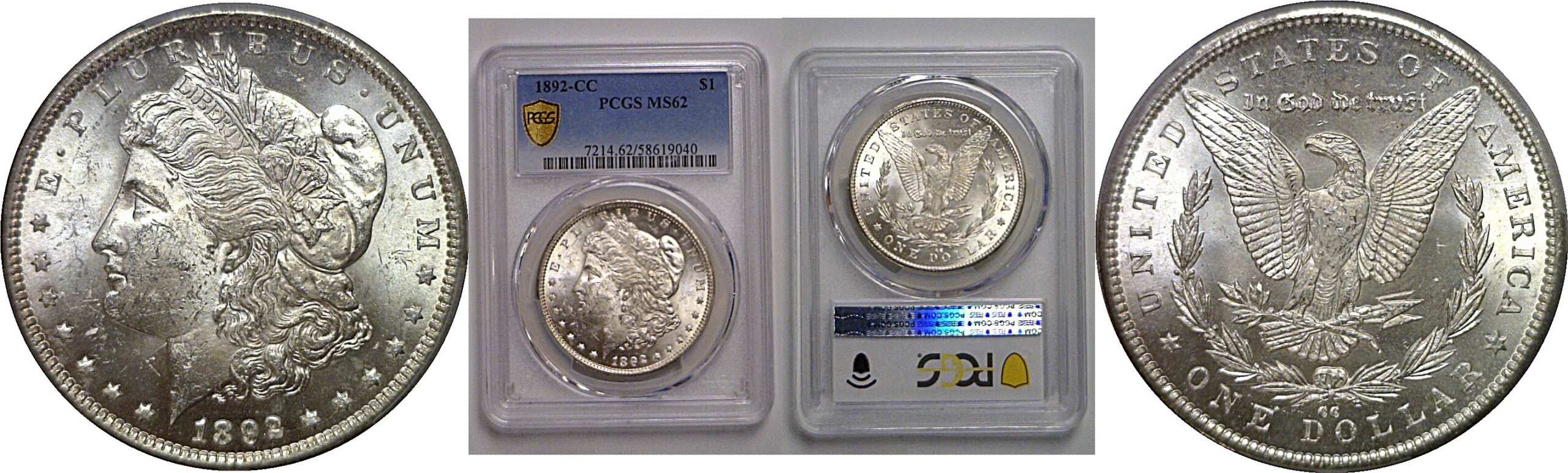 1892-CC Morgan Dollar   PCGS MS-62