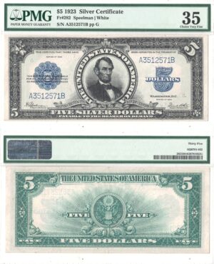 1923 $5 Silver Certificate Fr-282 PMG VF-35