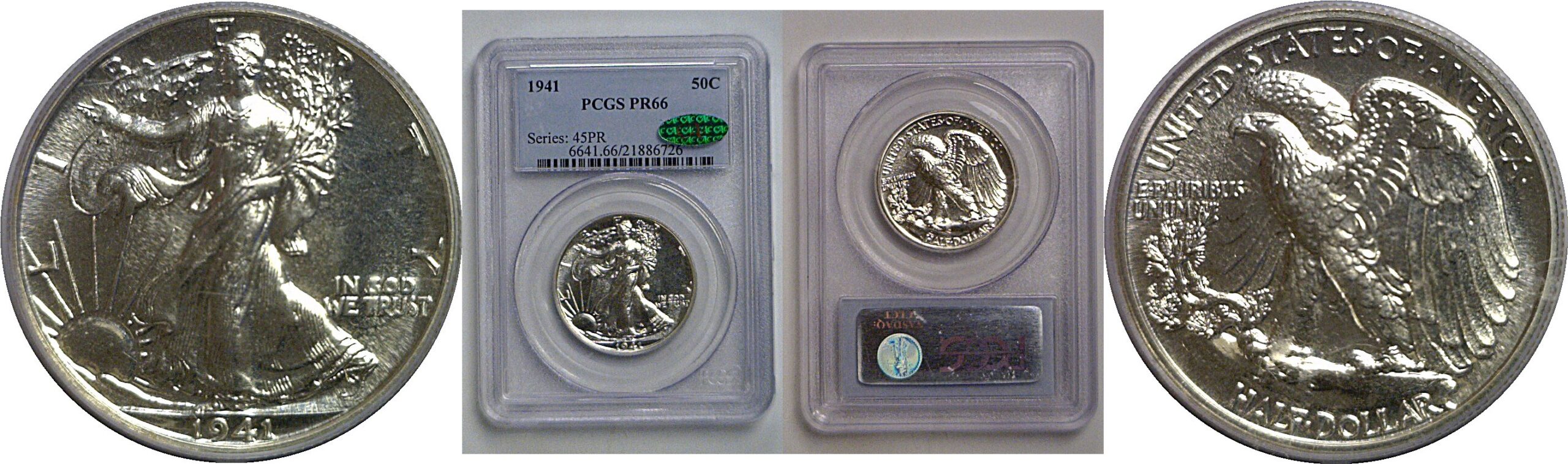 1941 Walking Liberty Half Dollar    PCGS PR-66  CAC