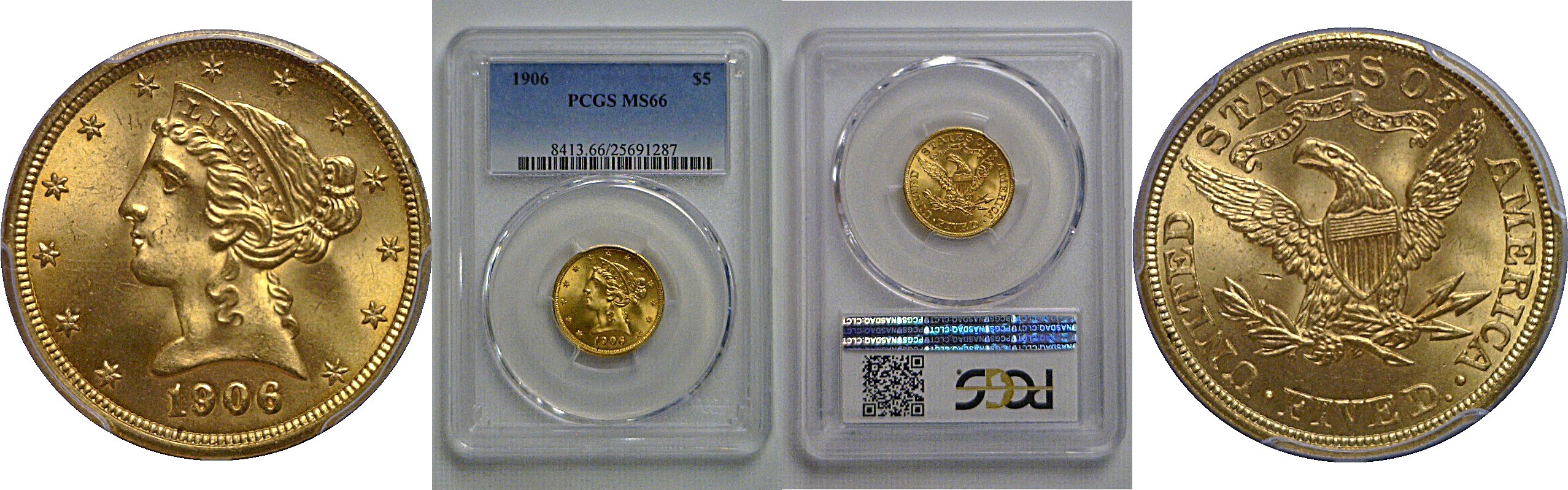 1906 $5 Liberty   PCGS MS-66