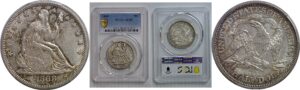 1868 Seated Liberty Half Dollar    PCGS AU-58