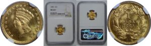 1885  One Dollar Gold Coin   NGC MS-66+