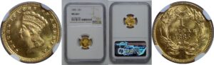 1885  One Dollar Gold Coin   NGC MS-66+