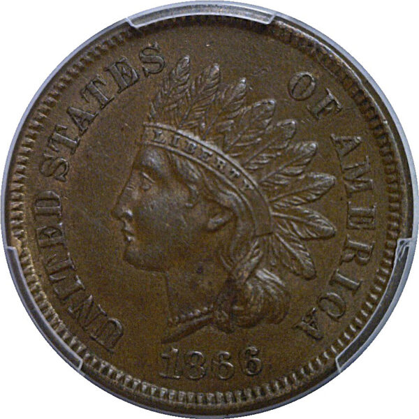 1866 Indian Head Cent   PCGS AU-58 - Image 2