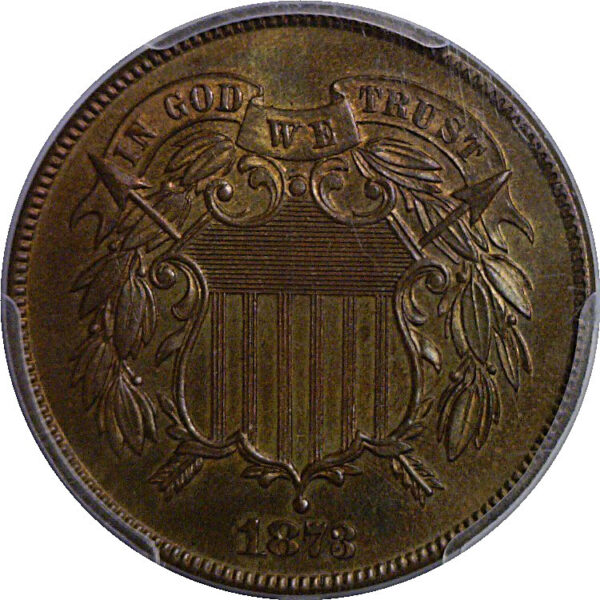 1873 Closed 3. Two Cent Piece   PCGS PR-65 RB  CAC - Image 2