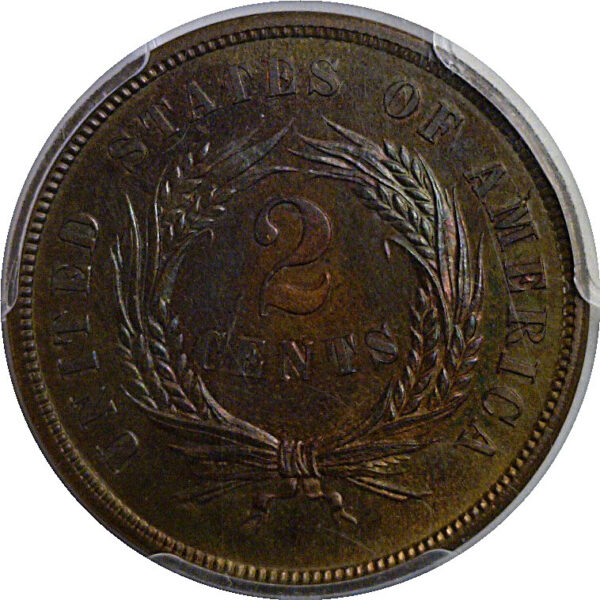 1873 Closed 3. Two Cent Piece   PCGS PR-65 RB  CAC - Image 3