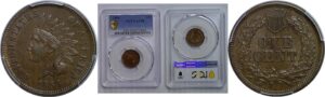 1866 Indian Head Cent   PCGS AU-58