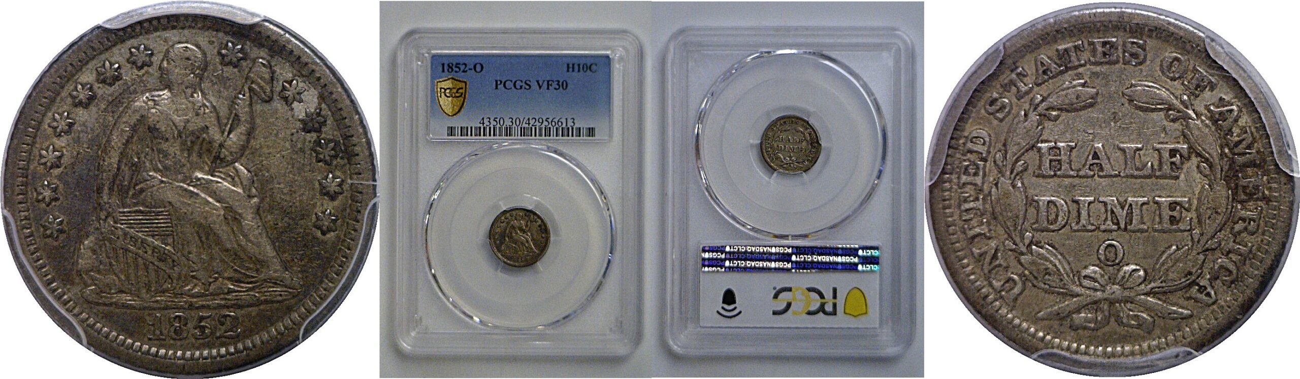 1852-O Seated Liberty Half Dime     PCGS VF-30