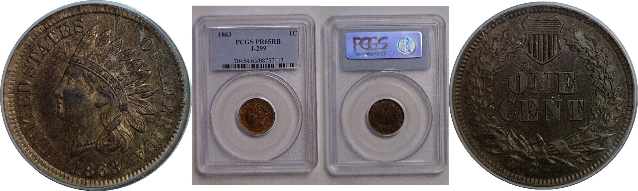 1863 Pattern Indian Head Cent  Judd-299   PCGS PR-65 RB