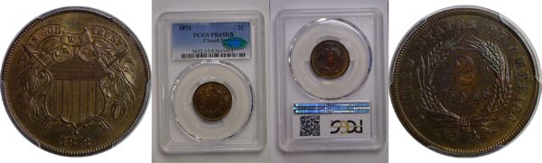 1873 Closed 3. Two Cent Piece   PCGS PR-65 RB  CAC