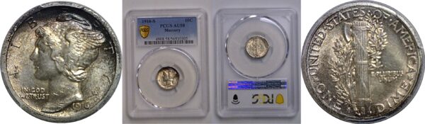 1916-S Mercury Dime   PCGS AU-58