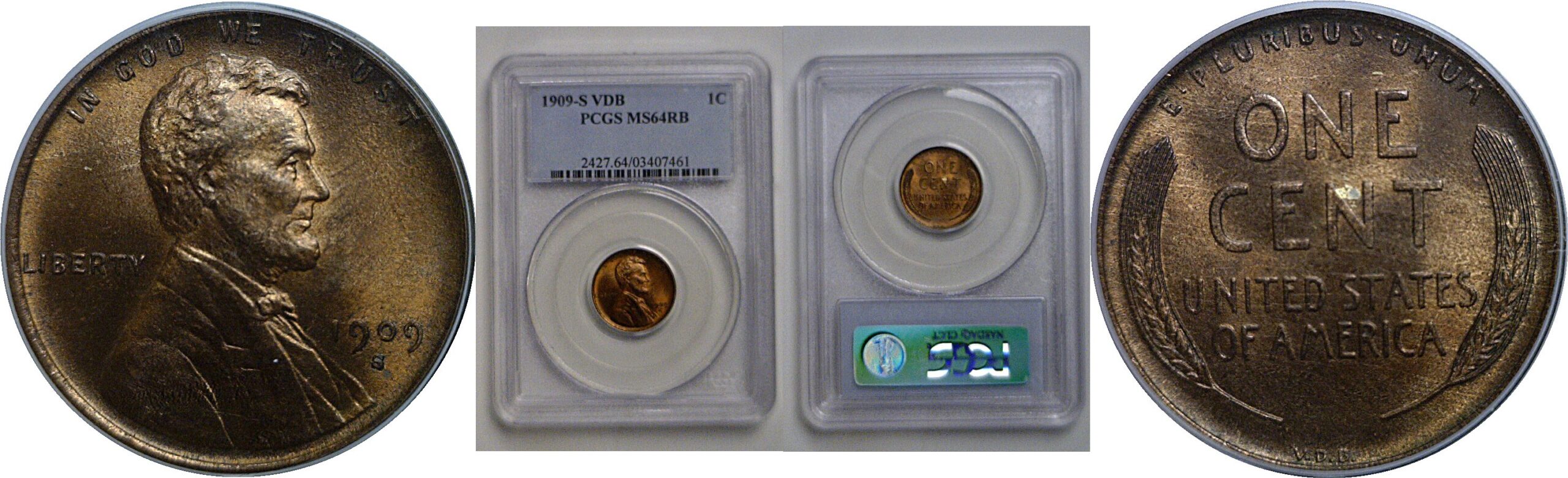 1909-S VDB Lincoln Cent   PCGS MS-64 RB