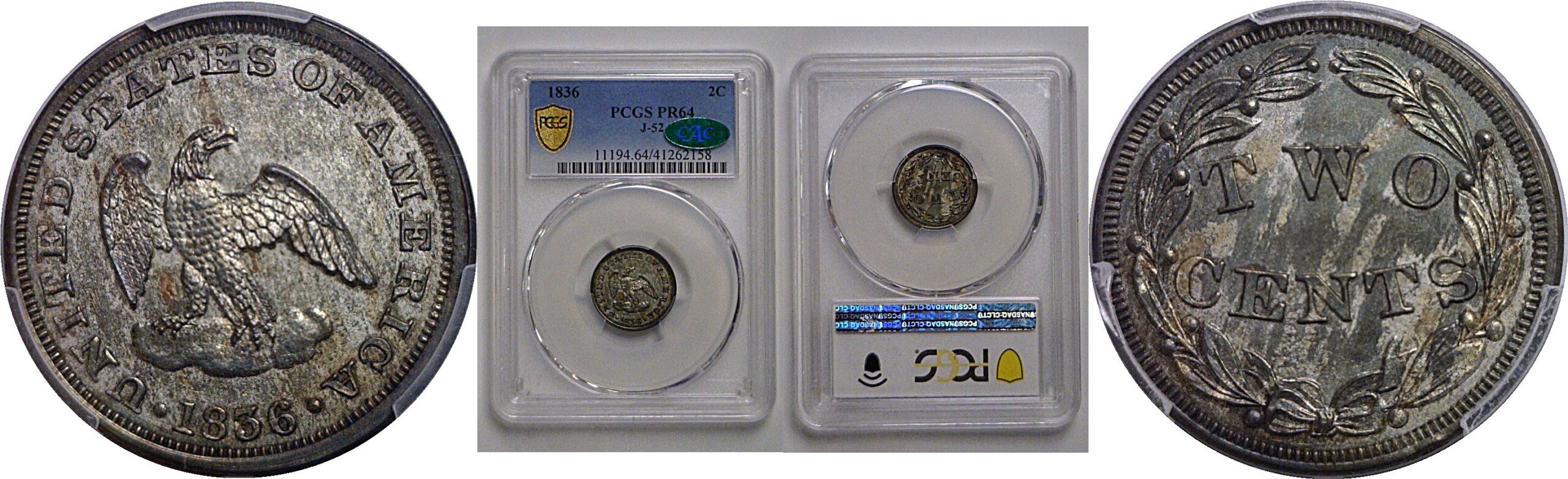 1836 Two Cent Pattern   J-52    PCGS PR-64  CAC
