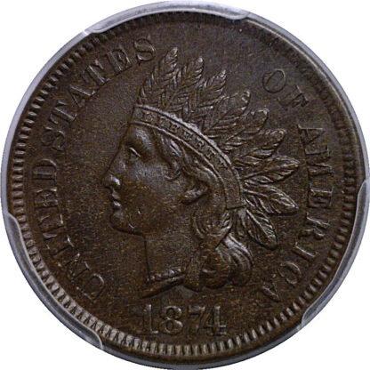1874 Indian Head Cent   PCGS AU-55 - Image 2