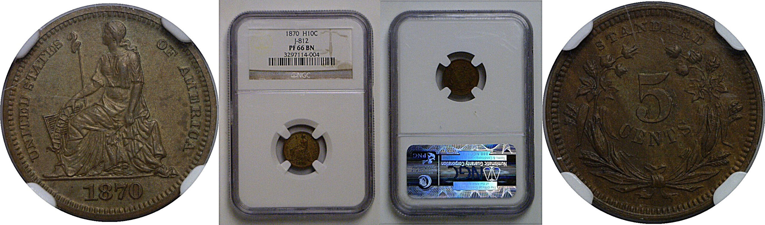 1870 Pattern Half Dime  Judd-812   NGC PF-66 BN