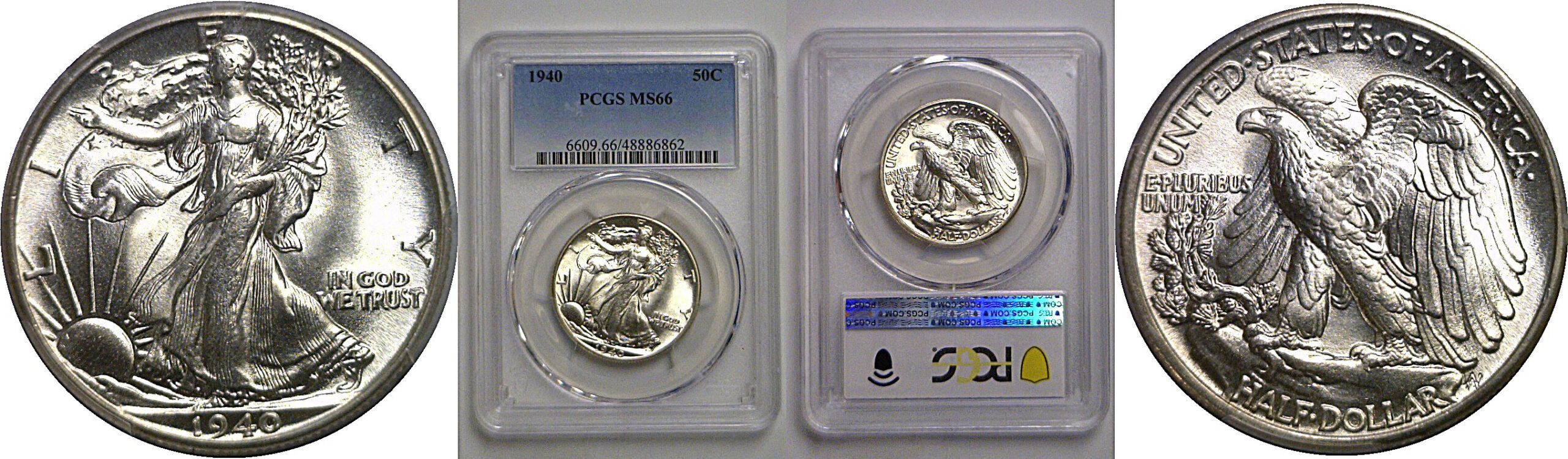 1940 Walking Liberty Half Dollar   PCGS MS-66