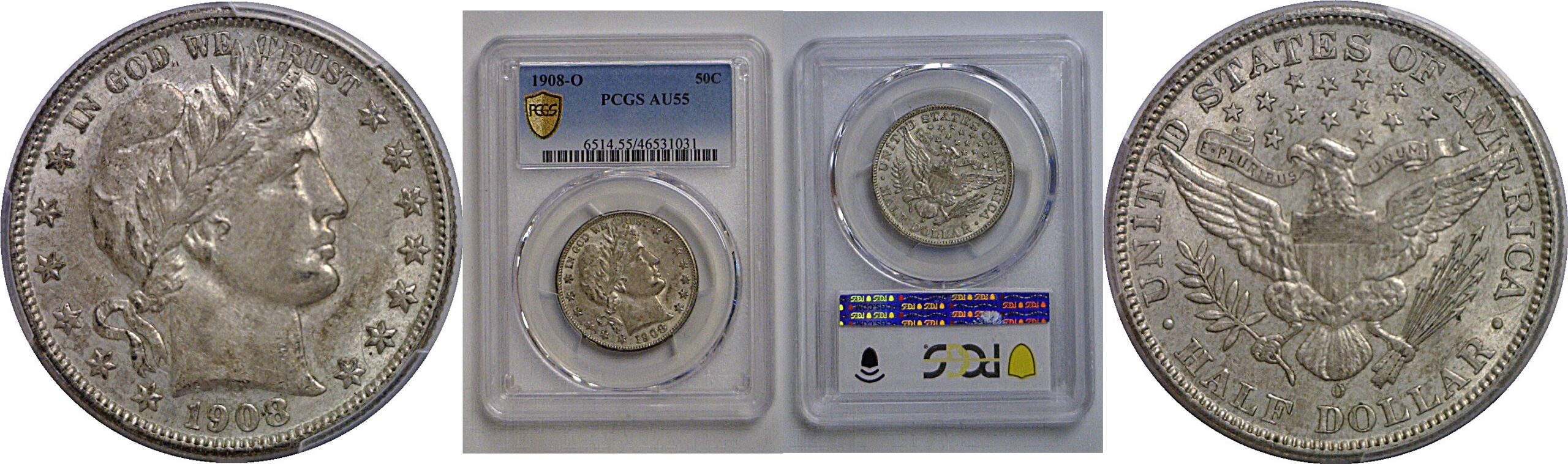 1908-O  Barber Half Dollar    PCGS AU-55