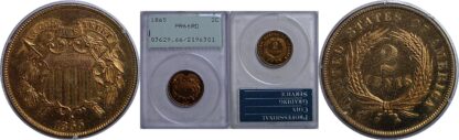 1865 Two Cent Piece   PCGS PR-66 RD
