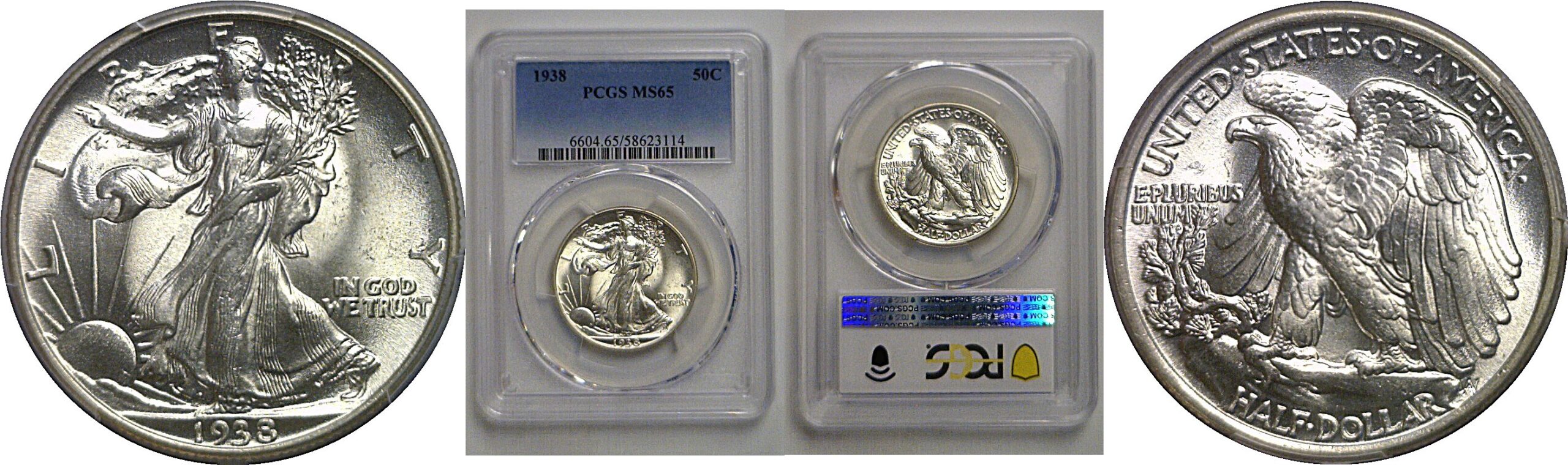 1938 Walking Liberty Half Dollar   PCGS MS-65