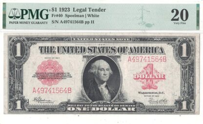 1923 $1 Legal Tender Note Fr-40 PMG VF-20 - Image 2