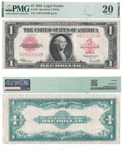 1923 $1 Legal Tender Note Fr-40 PMG VF-20