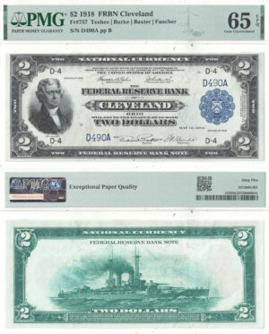 1918 $2 Federal Reserve Bank Note Fr-757 PMG Gem CU-65 EPQ