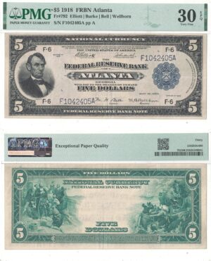 1918 $5 Federal Reserve Bank Note Fr-792 PMG VF-30 EPQ