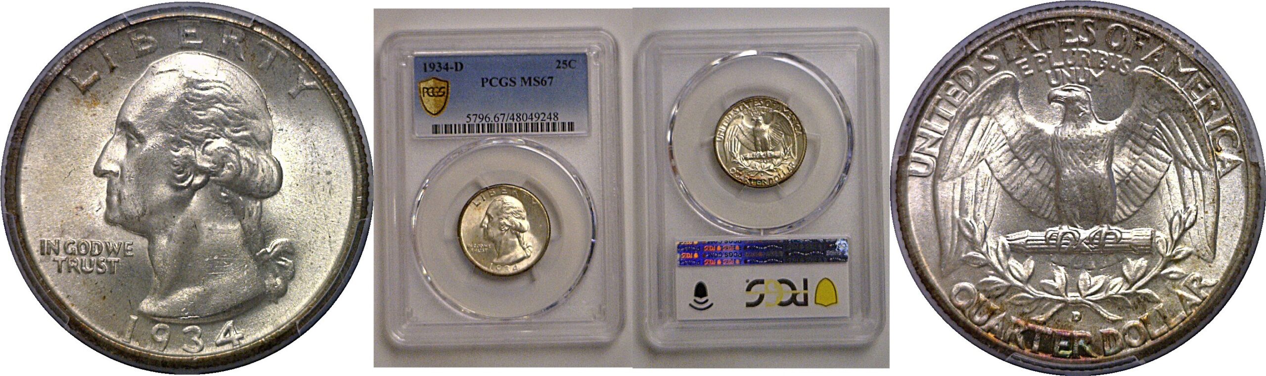 1934-D  Washington Quarter   PCGS MS-67