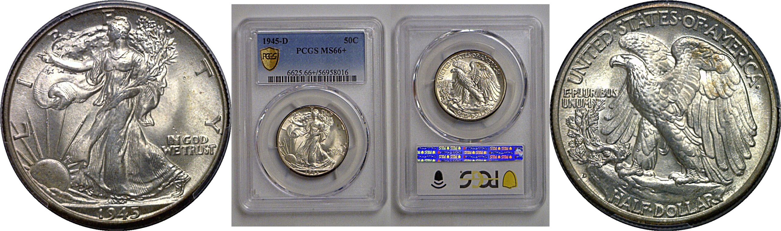 1945-D Walking Liberty Half Dollar   PCGS MS-66+