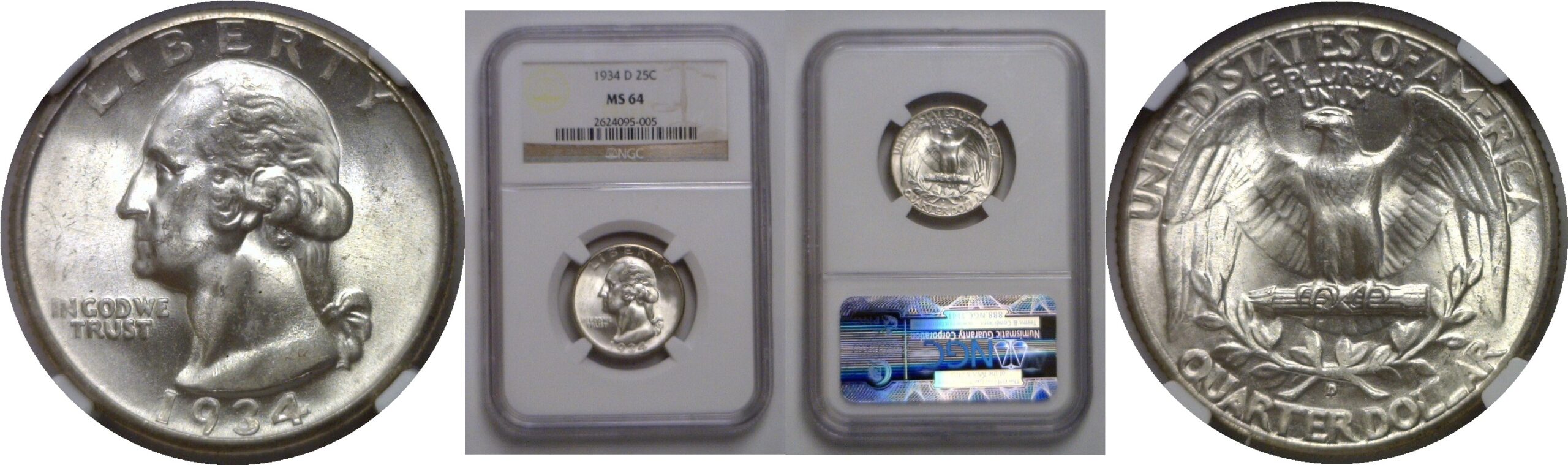 1934-D Washington Quarter   NGC MS-64