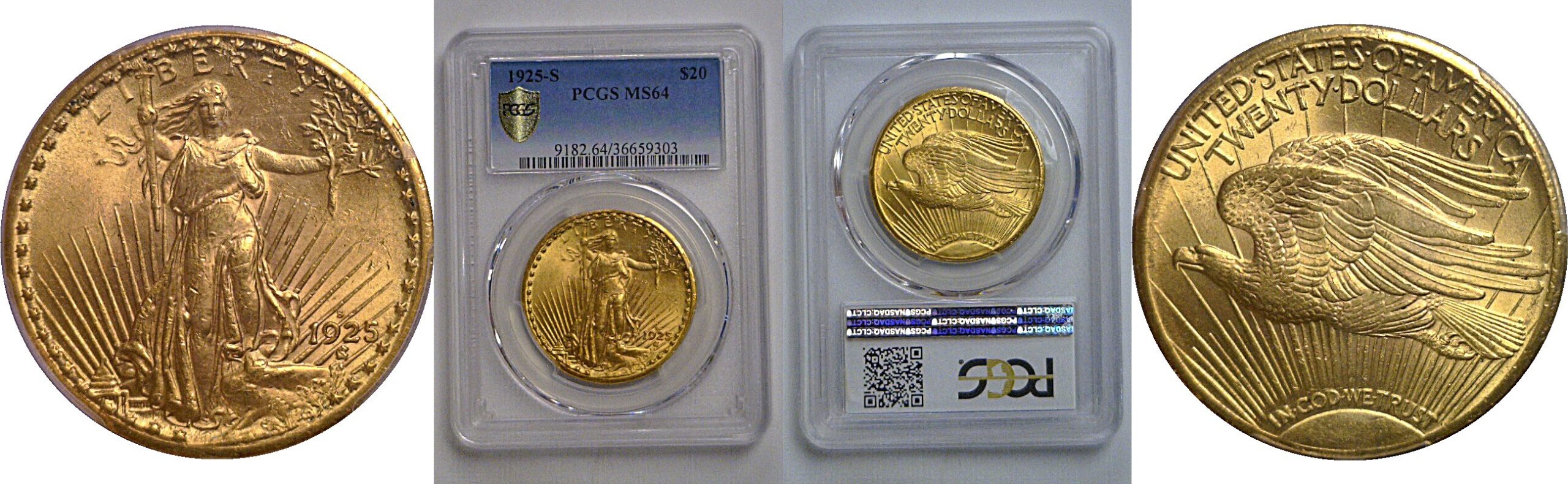 1925-S  $20 St. Gaudens   PCGS MS-64