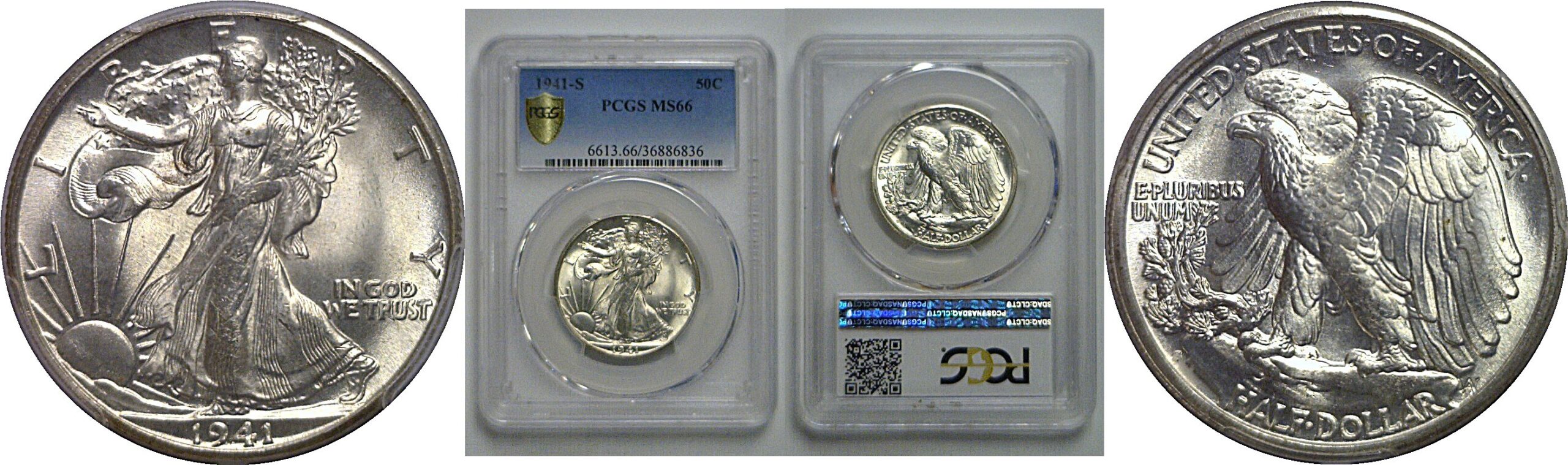 1941-S Walking Liberty Half Dollar    PCGS MS-66