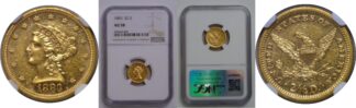 1883 $2 1/2 Liberty   NGC AU-58