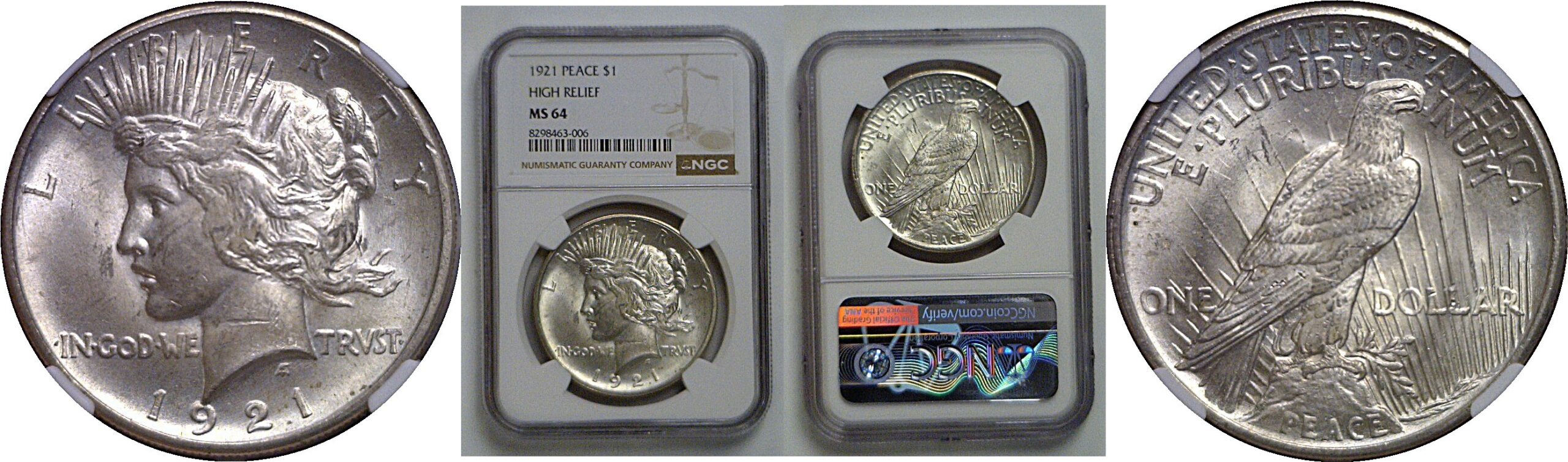 1921 Peace Dollar   NGC MS-64