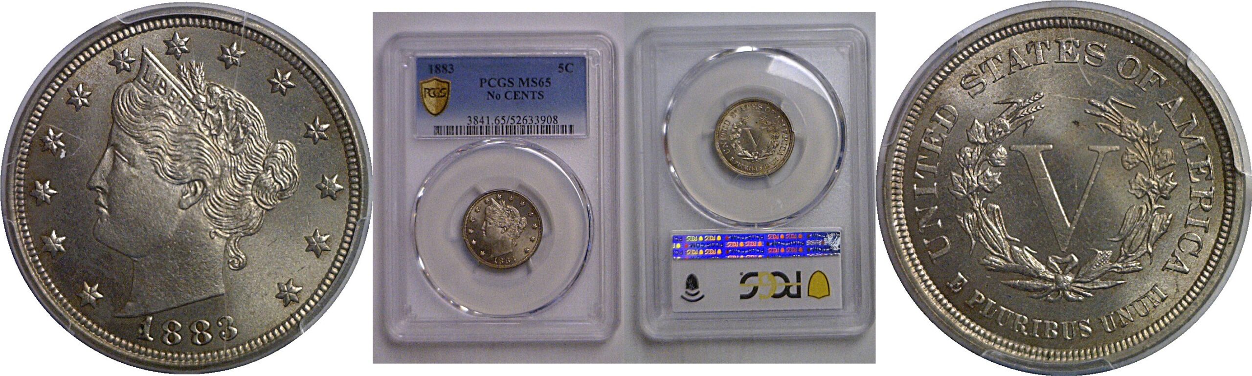 1883 No CENTS  Liberty Nickel   PCGS MS-65