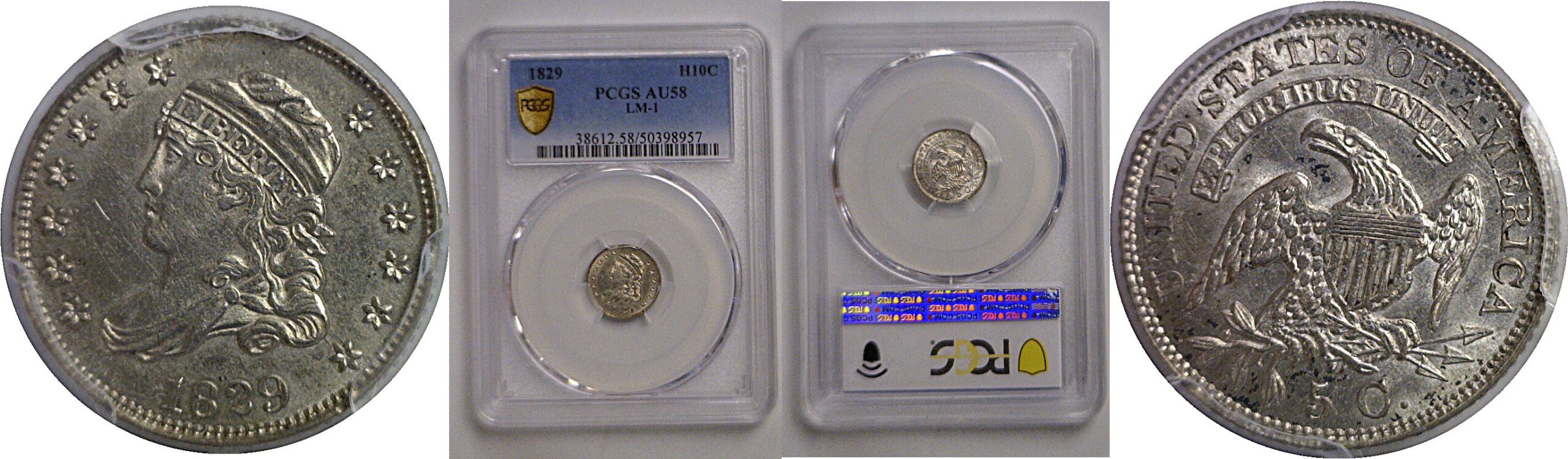 1829 Bust Half Dime   PCGS AU-58