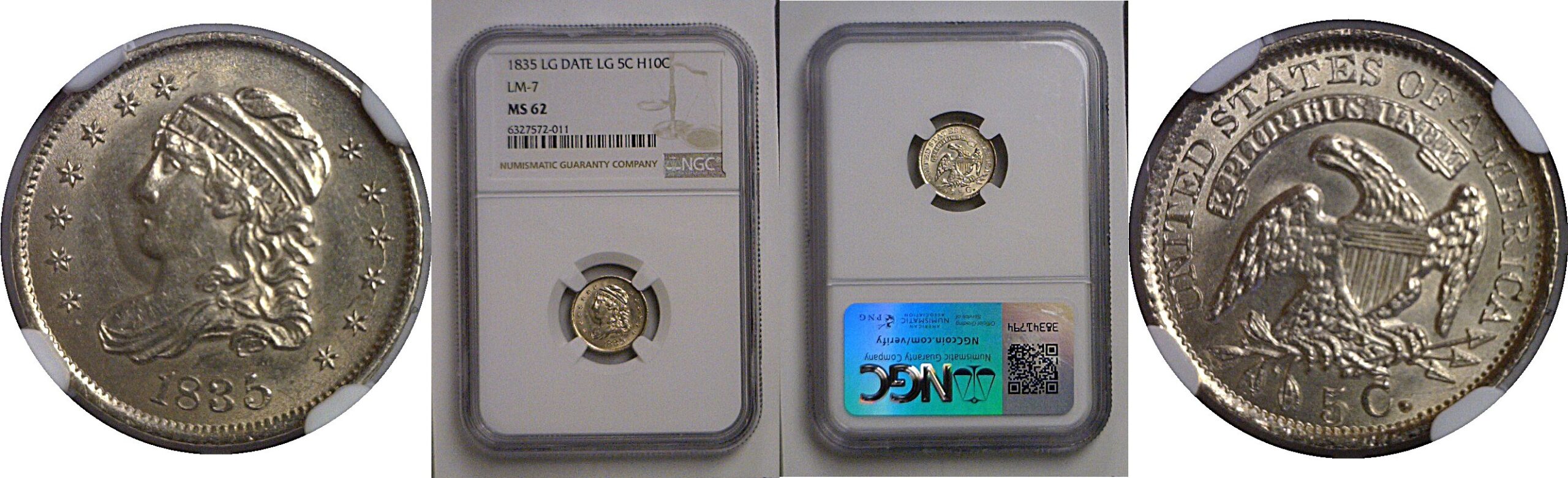 1835 Bust Half Dime   NGC MS-62