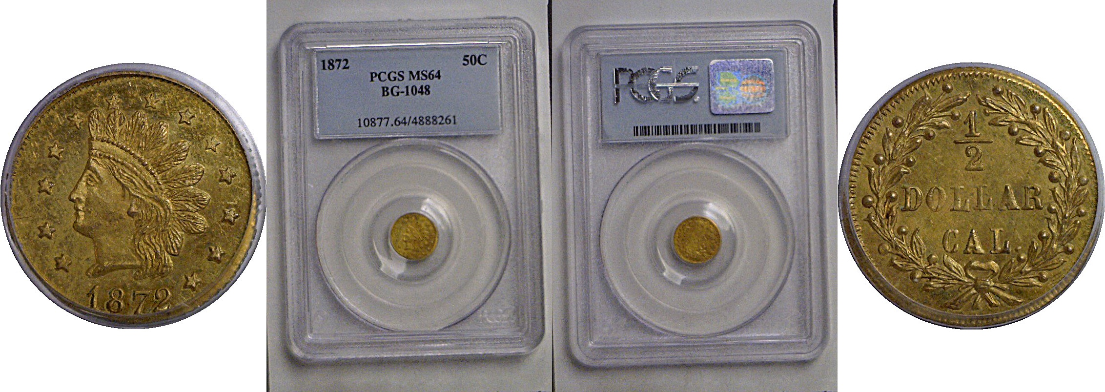 1872 50c California Fractional Gold  BG-1048   PCGS MS-64