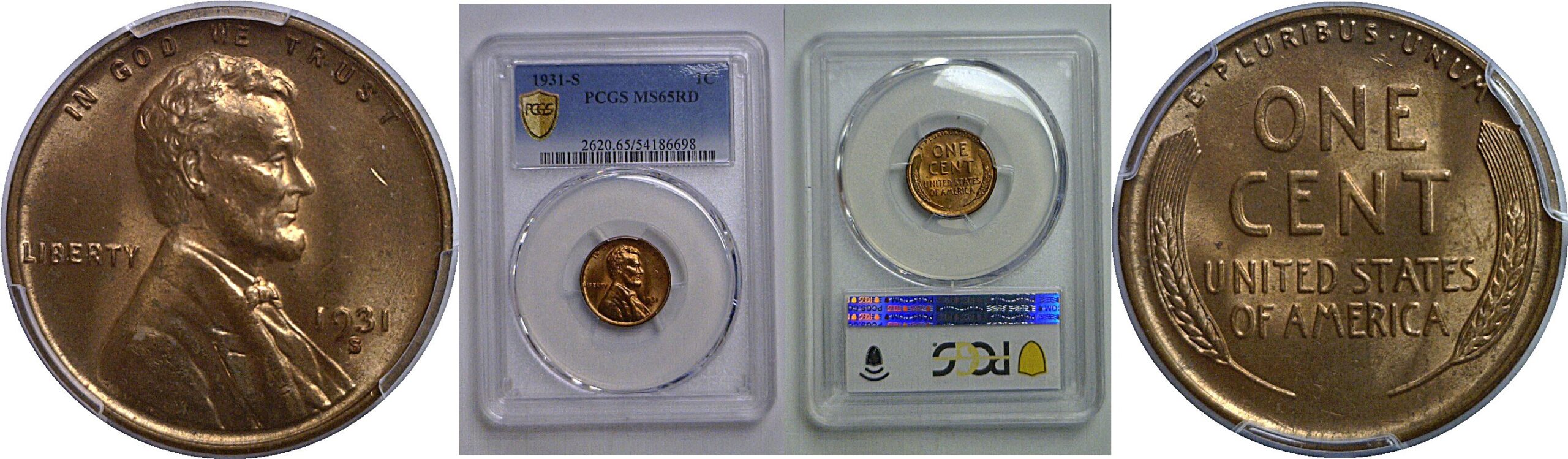 1931-S Lincoln Cent   PCGS MS-65 RD