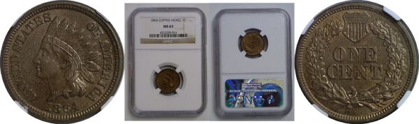 1864 C/N  Indian Head Cent   NGC MS-63