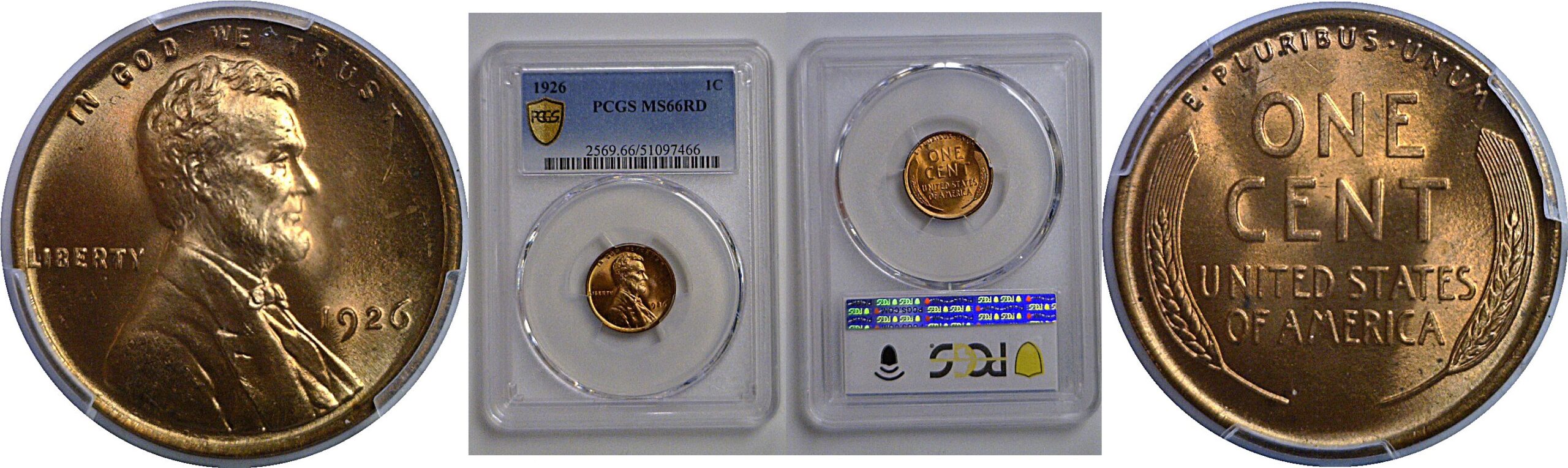 1926 Lincoln Cent   PCGS MS-66 RD