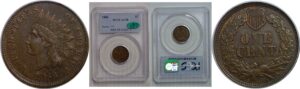 1866 Indian Head Cent   PCGS AU-58  CAC